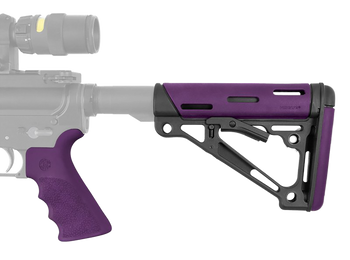 Hogue 15655 OverMolded 2-Piece Kit Purple OverMolded Rubber Black Synthetic Collapsible for AR-15, M16, M4                                                                                              