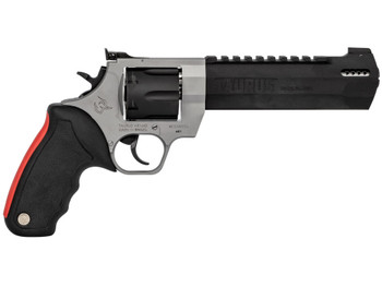 Taurus 2440065RH Raging Hunter 44 Rem Mag 6rd 6.75" Matte Black Oxide Cylinder & Barrel Matte Stainless Steel Frame Black Rubber with Integrated Red Cushion Insert Grip