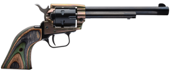 Heritage Mfg RR22MCH6 Rough Rider  22 LR/22 WMR 6 Shot, 6.50" Black Steel Barrel & Cylinder, Simulated Case Hardened Zinc Alloy Frame, Camo Laminate Grip, Hammer/Thumb Safety, Exposed Hammer          