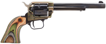 Heritage Mfg RR22CH6 Rough Rider  22 LR 6 Shot, 6.50" Black Oxide Steel Barrel, Simulated Case Hardened Zinc Alloy Frame, Black Oxide Cylinder, Camo Laminate Grip, Manual Safety, Exposed Hammer       