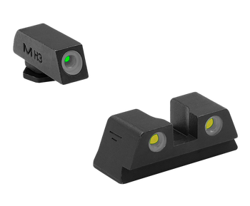Meprolight USA 102203201 Tru-Dot  Green Tritium White Outline Front Sight-Yellow Tritium White Outline Rear Sight Glock 42/43/43X/48                                                                    