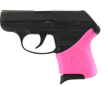 Hogue 18107 HandAll Hybrid Grip Sleeve made of Rubber with Textured Pink Finish for Ruger LCP                                                                                                           