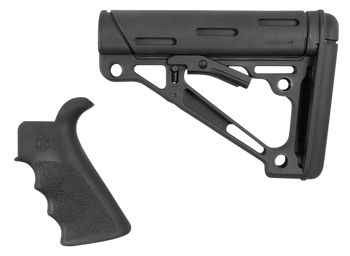 Hogue 15056 OverMolded Combo Kit Collapsible Black OverMolded Rubber Black Synthetic & Black Rubber Grip for AR15, M16 with Mil-Spec Tube (Tube Not Included)                                           