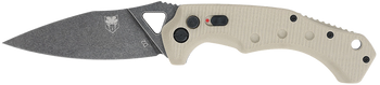 CobraTec Knives TANAFRYK Ryker  3.75" Folding Plain Black Stonewashed D2 Steel Blade, 5" Tan Textured G10 Handle                                                                                        