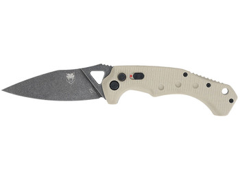CobraTec Knives TANAFRYK Ryker 3.75" Folding Plain Black Stonewashed D2 Steel Blade, 5" Tan Textured G10 Handle