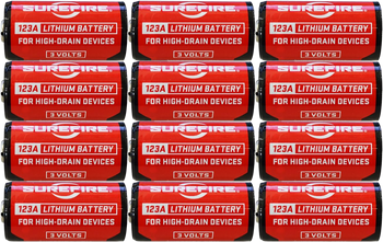 SureFire SF12ABBCS 123A Batteries  Red/Black 3.0 Volts 1,550 mAh (12) Single Package Clamshell                                                                                                          