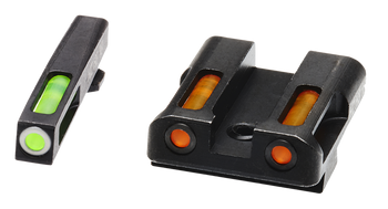 HiViz GLN429 LiteWave H3 Sight Set for Glock Green Tritium White Outline Front Sight-Orange Fiber Optic Rear Sight                                                                                      