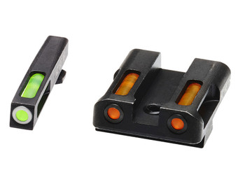 HiViz GLN429 LiteWave H3 Sight Set for Glock Green Tritium White Outline Front Sight-Orange Fiber Optic Rear Sight