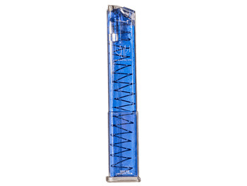 ETS Group GLK18G2BLU Pistol Mags 31rd Extended w/Gen2 Floor Plate 9mm Luger Compatible w/ Glock 17/18/19/19X/26/34/45 Clear Blue Polymer