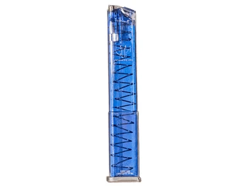 ETS Group GLK18G2BLU Pistol Mags 31rd Extended w/Gen2 Floor Plate 9mm Luger Compatible w/ Glock 17/18/19/19X/26/34/45 Clear Blue Polymer