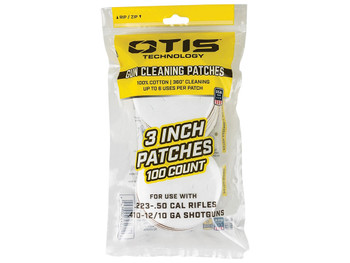 Otis FG919100 All Caliber Cleaning Patches Multi-Caliber 3" Cotton 100 Per Pkg