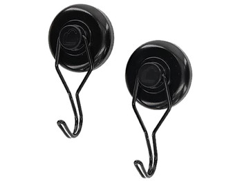 Lockdown 1215354 Magnetic Hook Black Steel Holds 20 lbs 2 Pack