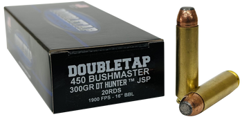 DoubleTap Ammunition 450B300SP   450Bushmaster 300gr Jacketed Soft Point 20 Per Box/25 Case                                                                                                             