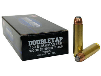 DoubleTap Ammunition 450B300SP 450Bushmaster 300gr Jacketed Soft Point 20 Per Box/25 Case