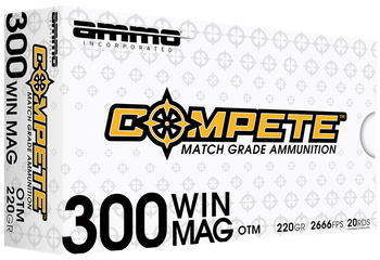 Ammo Inc 300WM190BTHPA20 Compete  300WinMag 220gr Open Tip Match 20 Per Box/10 Case                                                                                                                     