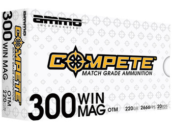 Ammo Inc 300WM190BTHPA20 Compete 300WinMag 220gr Open Tip Match 20 Per Box/10 Case