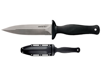 Cold Steel CS10BCTL Counter TAC I 5" Fixed Spear Point Plain Stone Washed AUS-8A SS Blade/ Black Textured Kray-Ex Handle Includes Belt Clip/Sheath