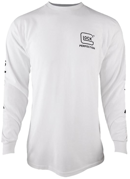 Glock AP96092 Perfection Long Sleeve Tee White Pre-Shrunk Cotton Long Sleeve Small                                                                                                                      