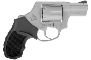 Taurus 2-856029CH 856  Small 38 Special +P 6 Shot 2" Matte Stainless Steel Barrel, Cylinder & Frame, Black Finger Grooved Rubber Grip, Transfer Bar Safety, Concealed Hammer                            