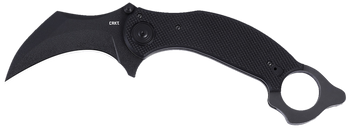CRKT 2635 DU Hoc Deadbolt 3.62" Fixed Karambit Plain Black Powder Coated D2 Steel Blade, Black G10 Handle                                                                                               