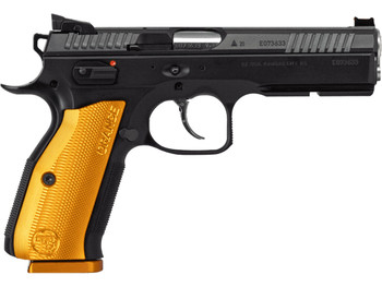 CZ-USA 91248 Shadow 2 9mm Luger 17+1 4.89" Stainless Steel Barrel, Black Nitride Optic Cut/Serrated Slide, Black Steel Frame w/Beavertail & Picatinny Rail, Orange Checkered Aluminum Grip