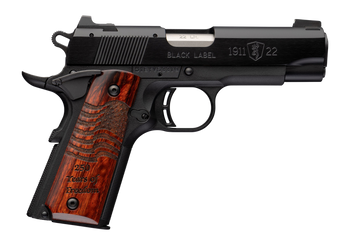 Browning 051072490 1911 Black Label Medallion 250 Compact Frame 22 LR 10+1 3.63" Matte Stainless Steel Barrel, Black Anodized Aluminum Serrated Slide, Matte Black Polymer Frame w/Beavertail, Engraved 
