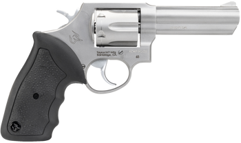 Taurus 2-650049 65  Medium 357 Mag/38 Special +P 6 Shot 4" Matte Stainless Steel Barrel, Cylinder Matte & Frame, Black Finger Grooved Rubber Grip, Transfer Bar Safety, Exposed Hammer                  
