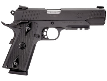Taurus 1191101B1 1911 Full Size Frame 45 ACP 8+1 5" Matte Stainless Steel Barrel, Matte Black Serrated Steel Slide & Frame w/Beavertail & Picatinny Rail, Black Checkered Polymer Grip, Right Hand
