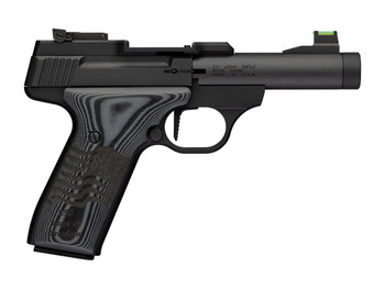 Browning 051611490 Buck Mark Black Label 250 SR 22 LR 10+1 4" Matte Black Bull Threaded Barrel, Optics Cut Receiver, Matte Black Aluminum Frame, Black G10 Grip w/ Inscribed Waving Flag, RMSc Footprin