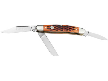Boker 110852 Stockman Traditional Medium Clip Point/Sheepsfoot/Spey Plain D2 Steel Blade Brown Jigged Bone Handle