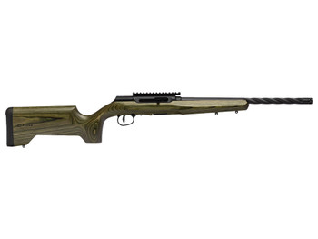 Savage Arms 47258 A Series Full Size 22 LR 10+1 18" Matte Black Spiral Fluted Threaded Barrel, Matte Black Carbon Steel Receiver w/ Picatinny Rail, OD Green Fixed Laminate Stock, Right Hand