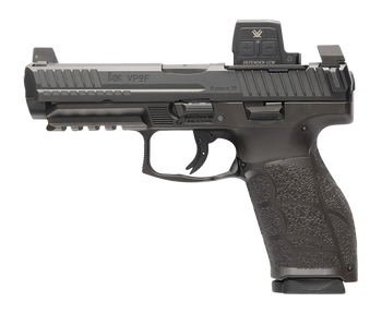 HK 81001351 VP9A1 F w/Optic 9mm Luger 15+1 4.53" Black Barrel & Steel Serrated w/Optic Slide, Black Polymer Frame w/Picatinny Rail, Textured Grip, Vortex CCW                                           