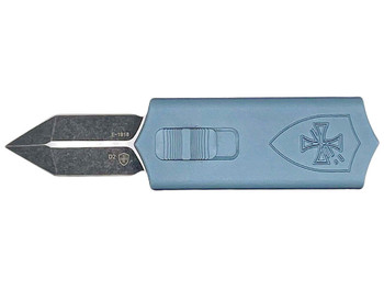 Templar Knife SMCAGB121 Sentinel Money Clip 1.88" OTF Dagger Plain Black Oxide Stonewashed Powder Coated D2 Steel Blade, 3.41" Blue Anodized Aluminum Handle