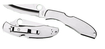 Spyderco C10S Endura 4  3.85" Folding Clip Point Part Serrated VG-10 SS Blade Satin Stainless Steel Handle Includes Pocket Clip                                                                         