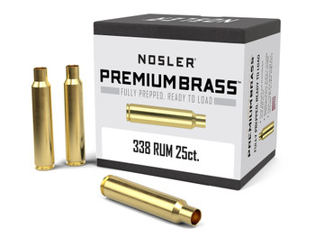 Nosler 11912 Premium Brass Unprimed Cases 338RUM Brass 25Count