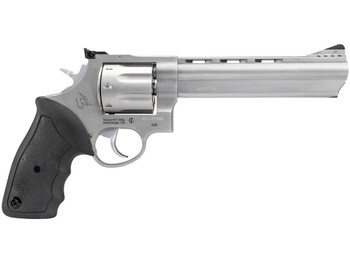 Taurus 2-608069 608 Large 357 Mag/38 Special +P 8 Shot 6.50" Matte Stainless Steel Ported Barrel, Cylinder & Frame, Black Finger Grooved Rubber Grip, Transfer Bar Safety, Exposed Hammer