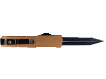 Templar Knife MAAB121 Premium LW Slim 3.25" OTF Dagger Plain Black Oxide Stonewashed Powder Coated D2 Steel Blade, 5" Bronze Anodized Aged Aluminum Handle