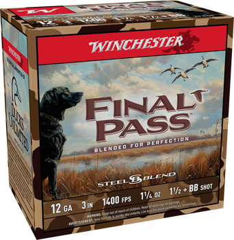 Winchester Ammo FP123BB15 Final Pass  12Gauge 3" 1 1/4oz BB/1.5Shot 25 Per Box/10 Case                                                                                                                  