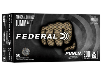 Federal PD10P1G Punch 10mmAuto 200gr Jacketed Hollow Point 50 Per Box/10 Case