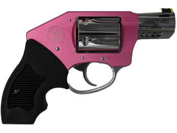 Charter Arms 53812 Off Duty Coyote 380 ACP 5rd 2" Stainless Ported Barrel, High Polished Cylinder, Pink Aluminum Frame, Black Finger Grooved Rubber Grip, Concealed Hammer