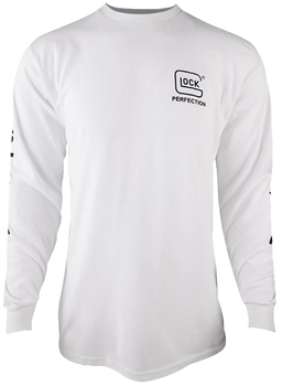 Glock AP96093 Perfection Long Sleeve Tee White Pre-Shrunk Cotton Long Sleeve Medium                                                                                                                     