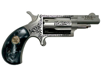 North American Arms 22M50B 50th Anniversary 22 Mag 5 Shot 1.63" Matte Stainless w/"50th Anniversary" & Scroll Engraving, Black Pearl Grip, Exposed Hammer