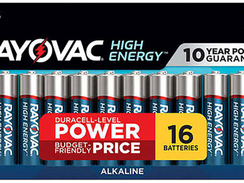 Rayovac 81516LT03 AA HIGH ENERGY Alkaline Batteries Silver/Blue 1.5 Volts 2,700 mAh (16) Single Pack