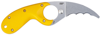 CRKT 2511Y Bear Claw  2.39" Fixed Hawkbill Serrated Powder Coated AUS8A SS Blade, Yellow Textured GRN Handle                                                                                            