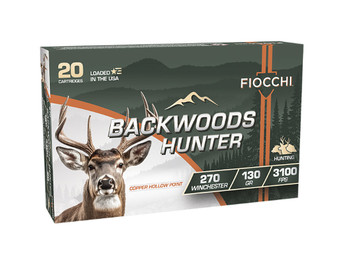 Fiocchi 270BHC Backwoods Hunter 270Win 130gr Copper Hollow Point 20 Per Box/10 Case