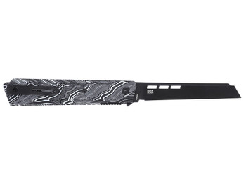 CRKT 3850W Zephyr 3.22" Sheepsfoot Plain Black TiNi 14C28N Steel Blade, Marbled Black/White G10 Handle