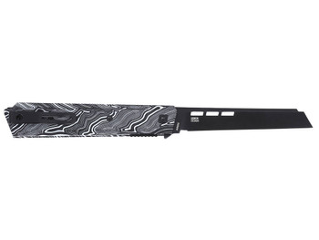 CRKT 3850W Zephyr 3.22" Sheepsfoot Plain Black TiNi 14C28N Steel Blade, Marbled Black/White G10 Handle
