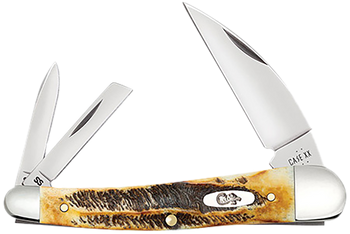 Case 65347 Seahorse Whittler Seahorse Whittler Folding Coping/Pen/Wharncliffe Plain Mirror Polished Tru-Sharp SS Blade, Burnt Dark Amber 6.5 BoneStag Handle                                            