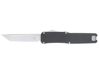 CobraTec Knives CTLGDBLKTNS Legend EDC 3.13" OTF Plain Stonewashed VG-10 SS Blade, 4.75" Black Textured Aluminum Handle