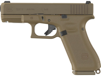 Glock UV1950701X G19X V 9mm Luger 10+1 4.02" Black GMB Barrel, Coyote nPVD Steel Serrated Slide, Coyote Brown Polymer Frame, Textured Polymer Grip, Ambidextrous